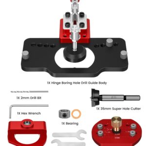 Metal Concealed Hinge Jig with Woodworking Tools,35mm Concealed Door Hinge Jig,Cabinet Hinge Jig for Door Cabinets Hinges Mounting