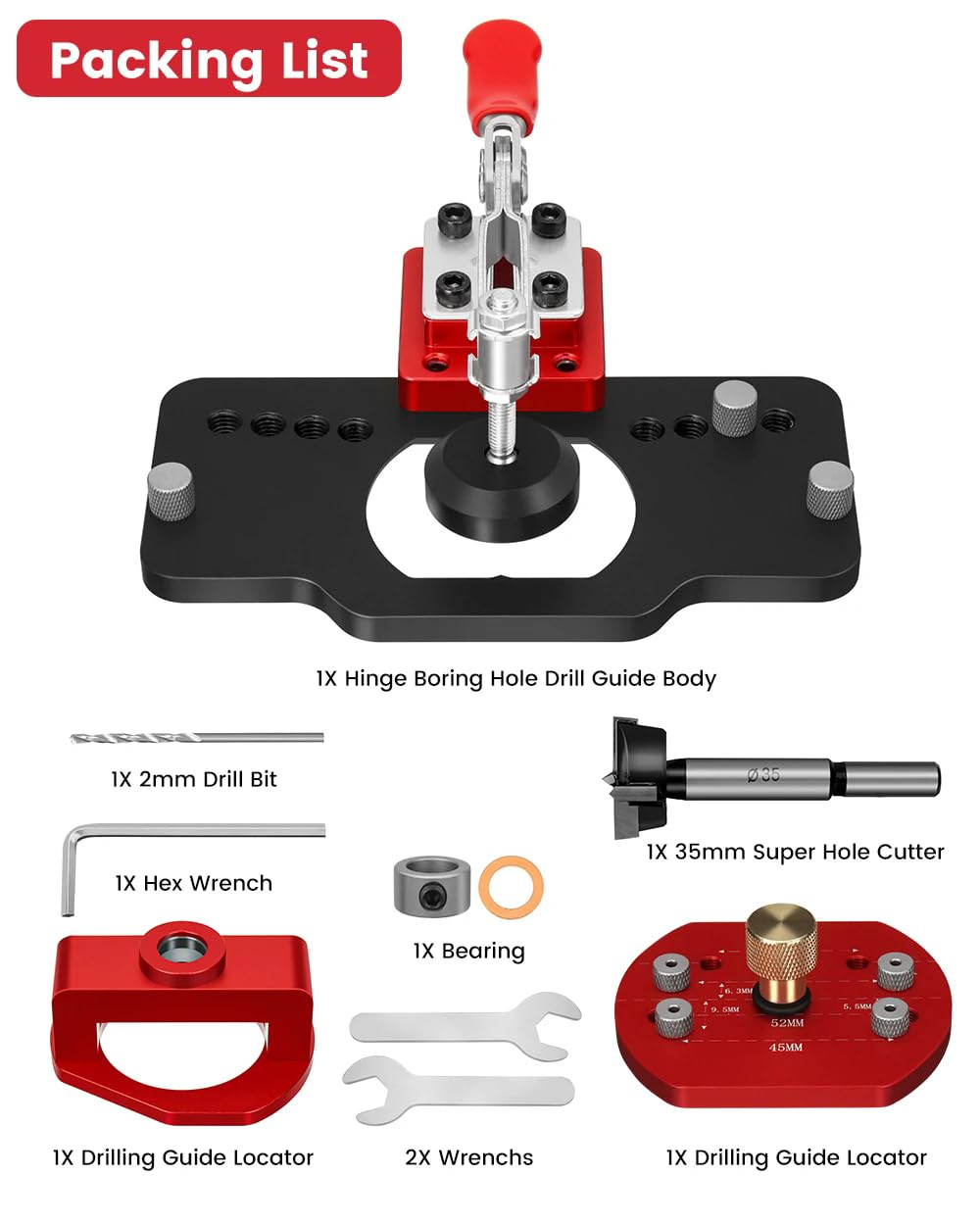 Metal Concealed Hinge Jig with Woodworking Tools,35mm Concealed Door Hinge Jig,Cabinet Hinge Jig for Door Cabinets Hinges Mounting