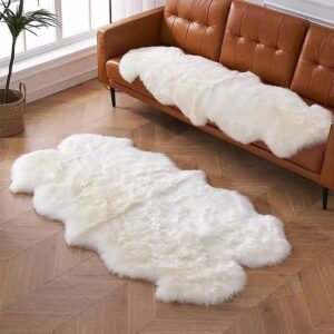 Yefound Faux Fur Rug, Fluffy Shaggy Area Rug Ultra Soft 2 x 4 Feet Sheepskin Fur Rug, Red Fuzzy Rug Red Shag Rug, Home Decor Throw Rugs for Bedroom, Living Room