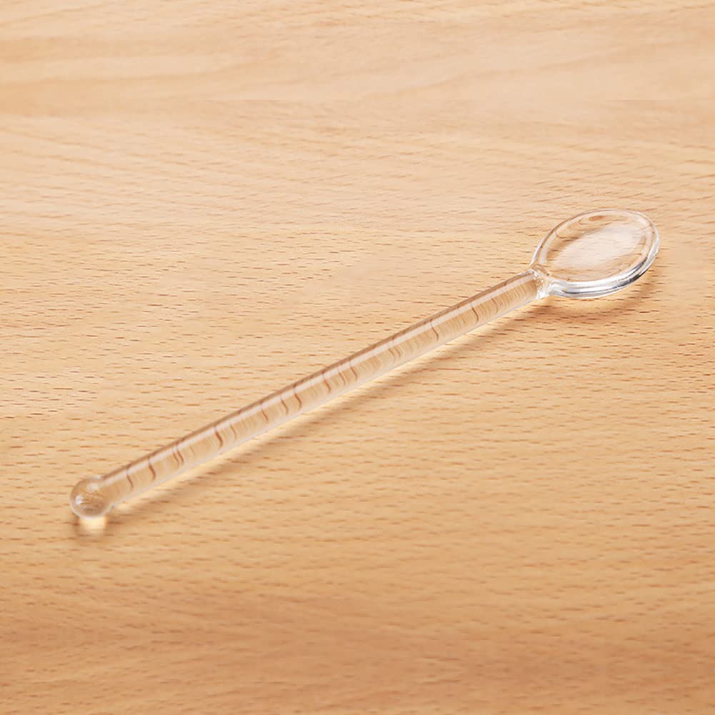 GSHLLO 2 Pcs Clear Glass Spoons Tea Stirring Spoon Coffee Mixing Long Handle Cocktail Spoons Transparent Dessert Spoon for Drinks Milk