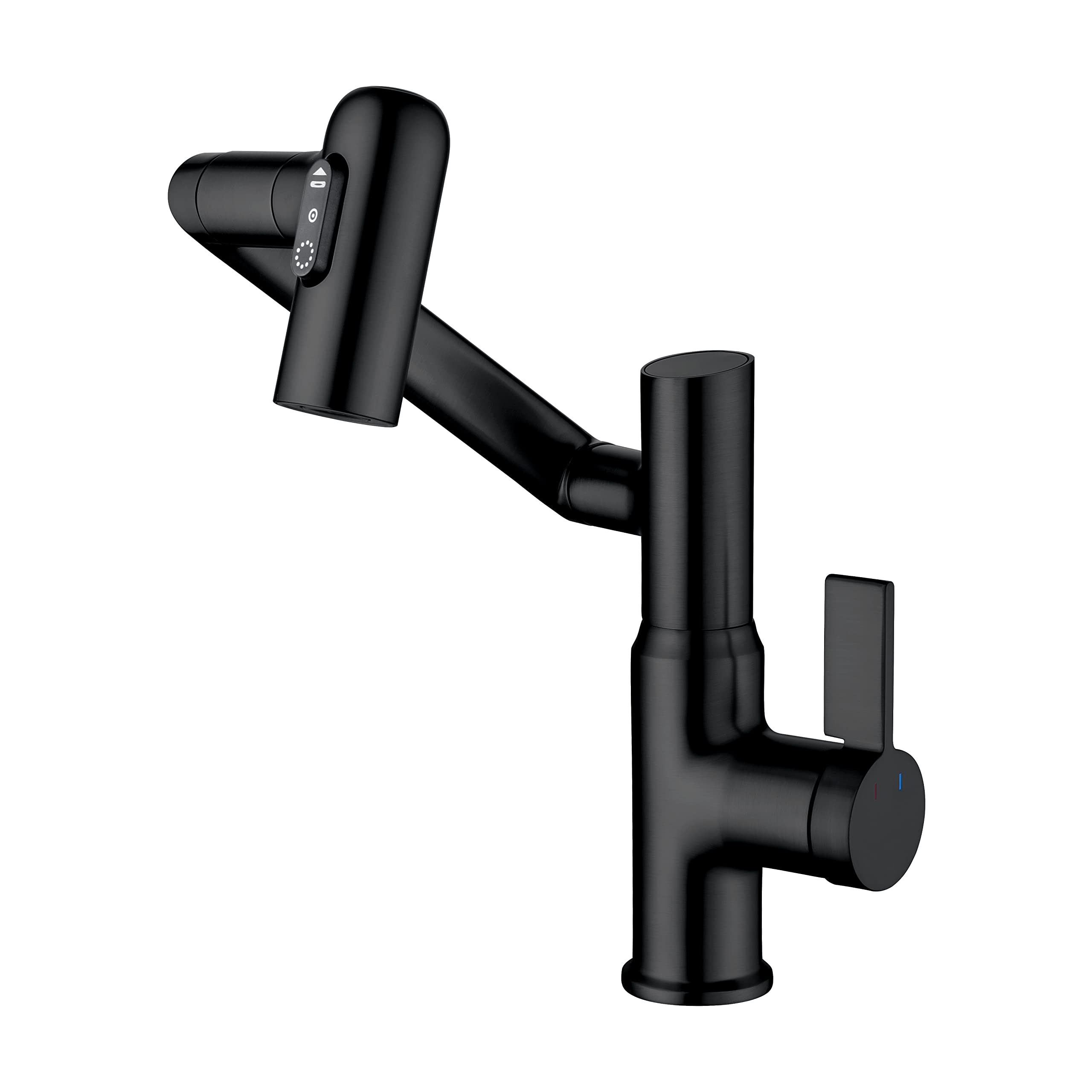 Lefton Rotatable Bathroom Faucet with Temperature Display in Fahrenheit (Batteries-Free), 3 Water Outlet Modes, Matte Black, BF2204-3