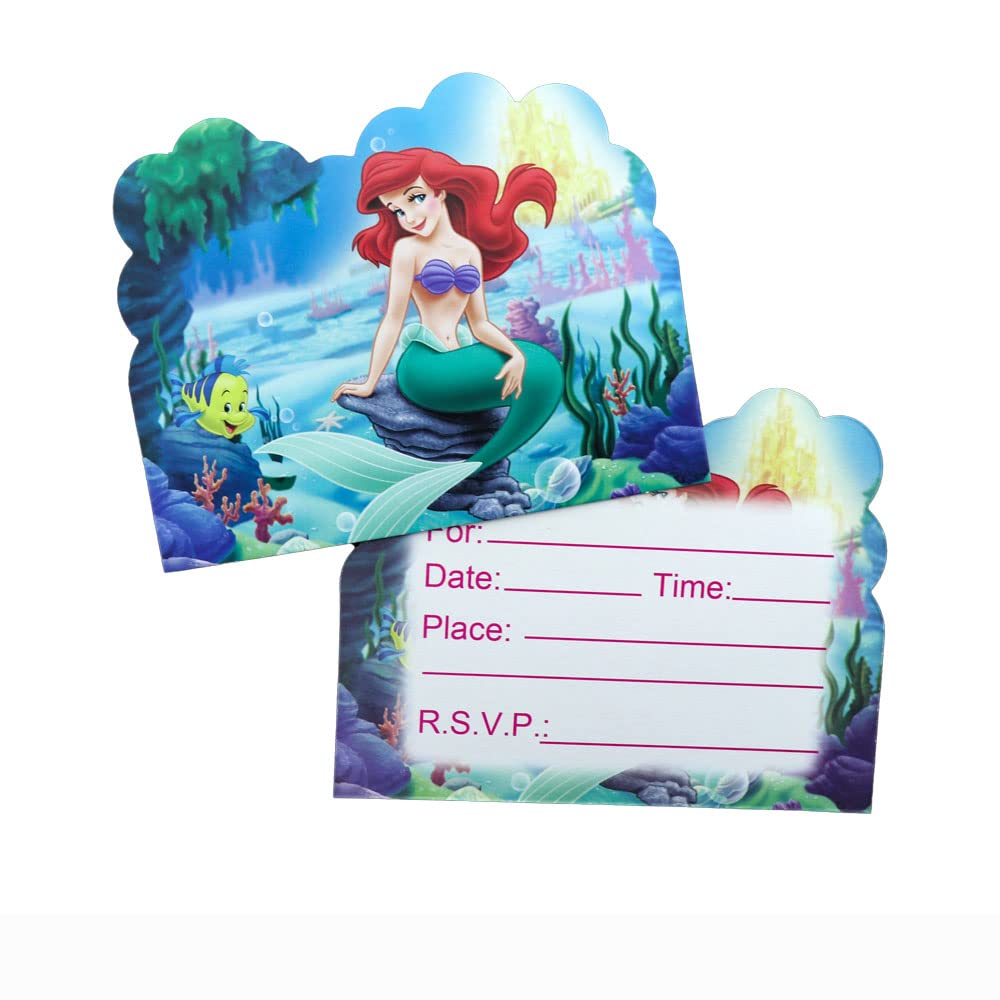 WENTYF 20pcs Little Mermaid Birthday Party Invitations Little Mermaid Birthday Party Supplies Decoration (20pc)