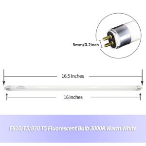 Konideke 16 Inches F10T5 Replacement Bulb Compatible Jasco T5 10 Watt Warm White 3000K F10T5/830 Fluorescent Tube for Counter and Cabinet Fixture 4 Count