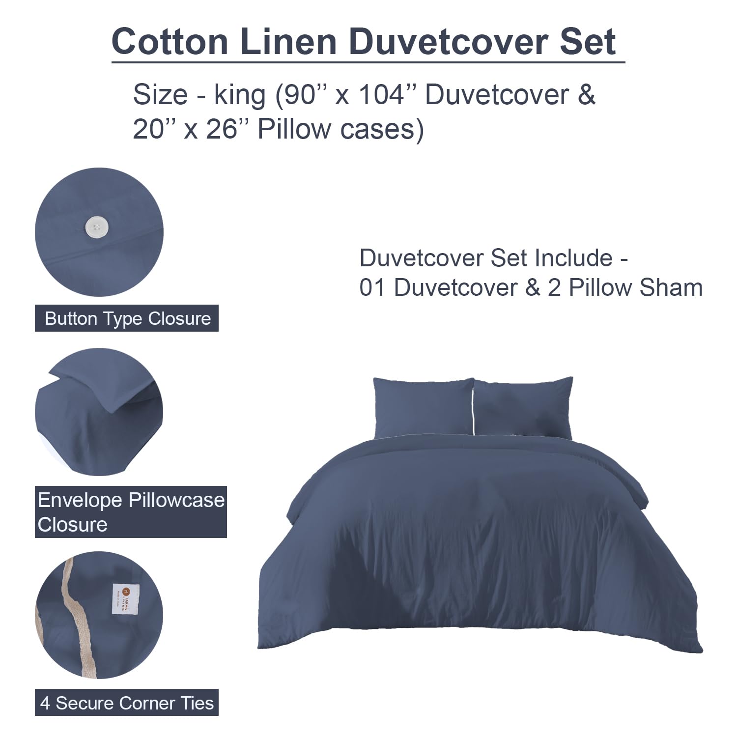 Thanksgiving Duvet Cover Set Double Brushed Queen Size Duvet Cover Set Holiday Bedding Set Gift for All Seasons Christmas Duvet Cover With Pillow Shams, Comforter Not Included - Blue, King (90"x104")