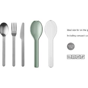 Mepal – Cutlery 3-Piece Set Ellipse – Cutlery Set On The Go - Consists of A Knife, Fork & Spoon - Cutlery Set with Travel Case – Stainless Steel - Nordic Blue