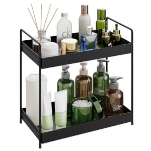 hangxin bathroom organizer countertop, 2-tier bathroom counter organizer, iron countertop standing shelf under sink organizer kitchen spice rack, cosmetic organizer holder vanity storage tray