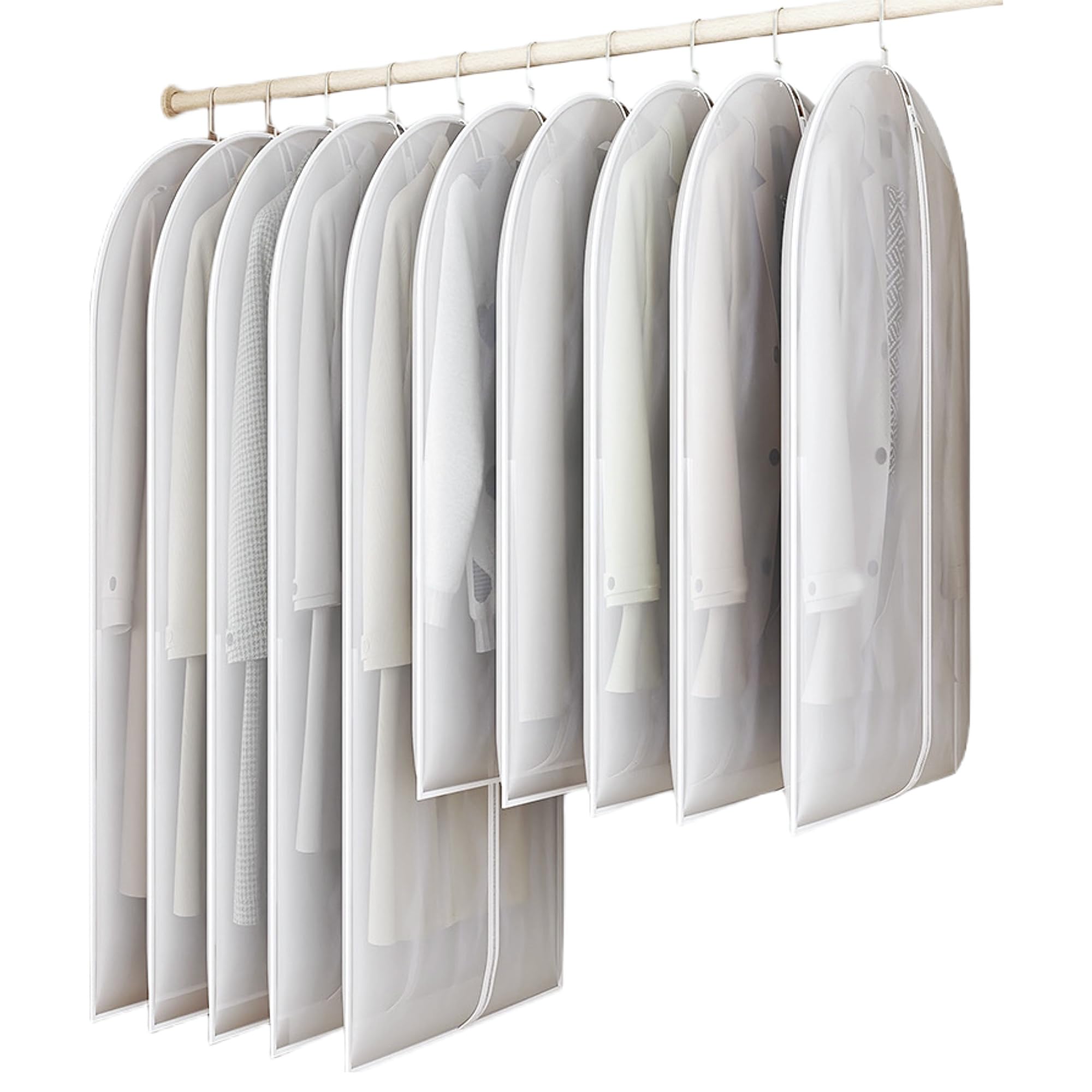 Maylmc 20 Pack Combo Size Clear Garment Bags for Hanging Clothes with Full Zipper for Closet Storage, Clothes Cover For Hanging, Wardrobe Bags for Hanging Clothes.(120 x 60CM x 10P, 100 x 60CM x 10P)