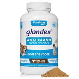 Glandex Anal Gland Medicated Spray for Dogs & Cats (4oz) and Glandex Beef Liver Anal Gland Support Powder (5.5oz) Bundle, Dog Deodorizing Spray & Anti-Itch Spray for Dogs, Anal Gland Powder for Dogs w