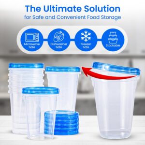 RFAQK 24 PCS Freezer Soup Containers with Lids-12 Plastic 32 oz Deli Containers with 12 Screw Lids-Freezer Safe Storage Containers with Twist Top Lids-Reusable Plastic Box for Lunch, Gym, Travel