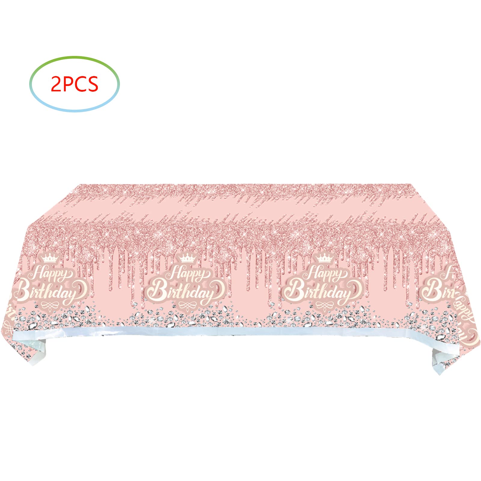 Hqyybf 2Pack Pink Rose Gold Table Cover Decorations, Pink Rose Gold Party Tablecloth Glitter Diamond Table Cover, Pink Rose Gold Birthday Party Supplies for Girls Women Wedding Party,(71 x 42in)