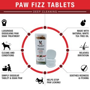 Warren London Deep Cleaning Paw Soak | Soothing Itchy Paw Relief for Dogs with Seaweed, Tea Tree Oil, & Aloe Vera | Anti Licking for Dogs Paws | 5 Minute Paw Spa Service at Home | Tablets & Spray