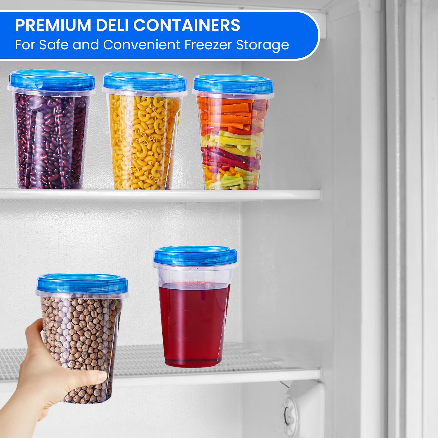 RFAQK 24 PCS Freezer Soup Containers with Lids-12 Plastic 32 oz Deli Containers with 12 Screw Lids-Freezer Safe Storage Containers with Twist Top Lids-Reusable Plastic Box for Lunch, Gym, Travel