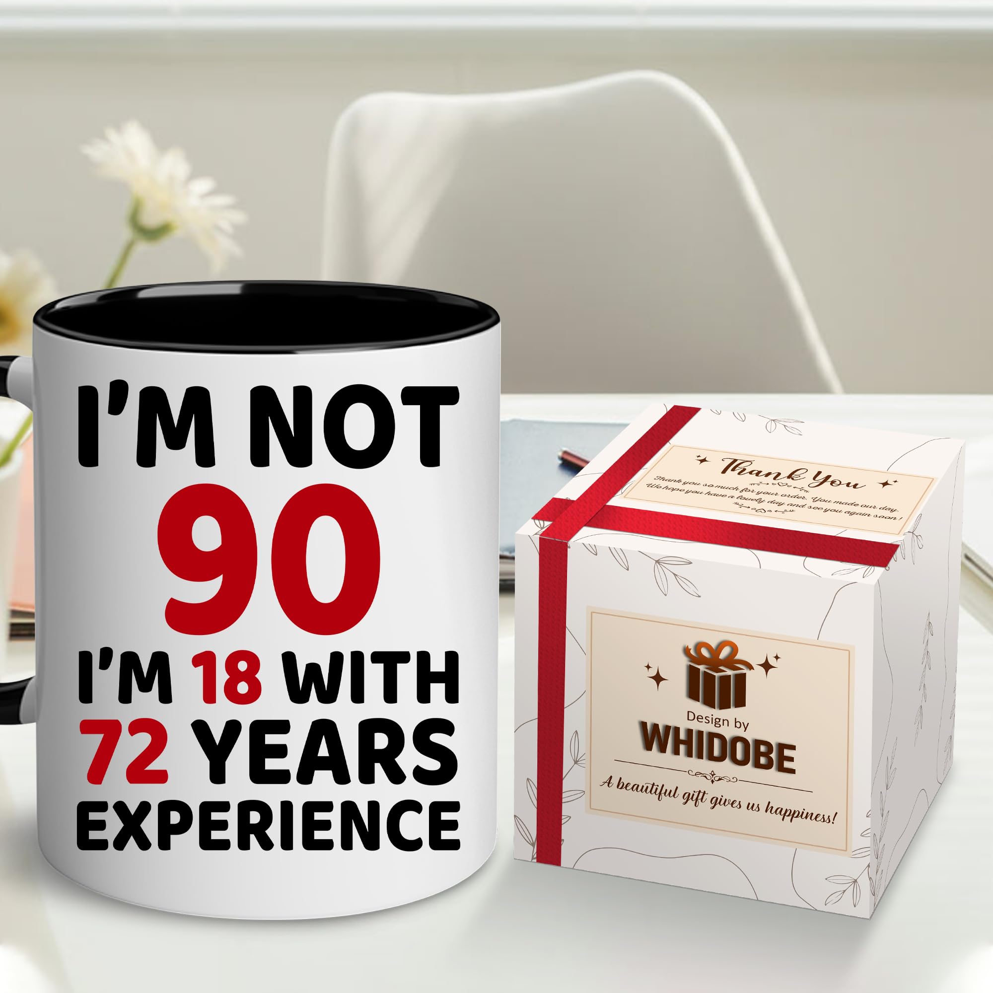 WHIDOBE 90th Birthday Gifts for Women, Men, Dad, Mom - 1934 Birthday Gifts for Women, 90 Years Old Birthday Gifts Coffee Mug for Wife, Friend, Sister, Her, Him, Brother, Colleague, Coworker, Christmas