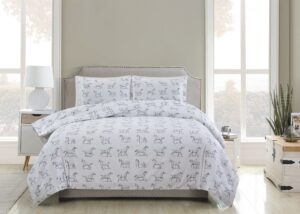 melange home horses 400 thread count cotton duvet set, twin/twin xl,grey