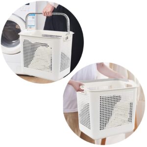 Tstorage 42 L Plastic Laundry Baskets with Handles, White Plastic Hamper for Clothes, 4 Packs