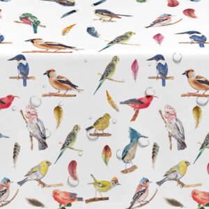 Xigejob Bird Party Tablecloth Decorations - Disposable Bird Birthday Party Supplies Table Cover, Colorful Birds Feather Bridal Baby Shower Summer Tea Party Table Cloth - 4 Pack (54in x 108in)