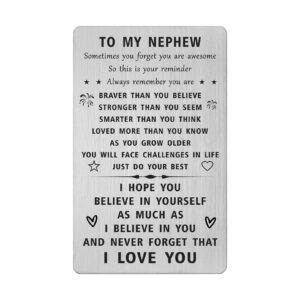 sousyokyo i love my nephew gifts, inspirational birthday gift for nephew, personalized graduation wallet card for awesome nephew, christmas gifts for nephew from aunt or uncle