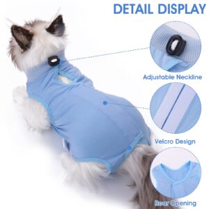 Molain Cat Professional Recovery Suit for Abdominal Wounds or Skin Diseases, After Surgery E-Collar Alternative for Cats Anti Licking Pajama Suit Kittens Surgery Recovery Suit (Blue, M Size)