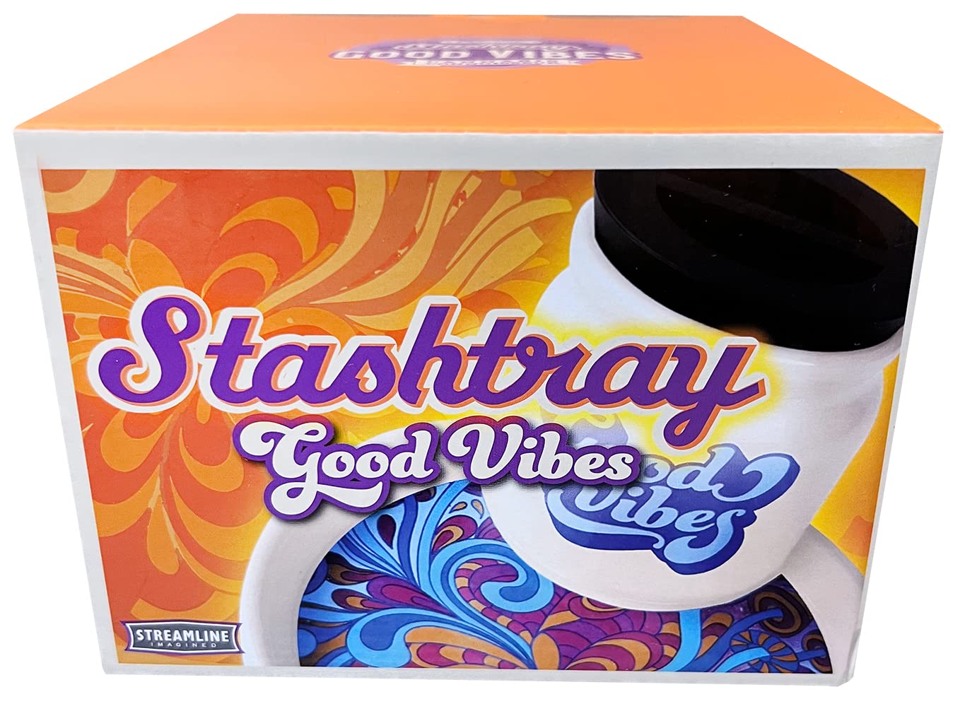 Streamline Imagined Ceramic Stashtray with Silicone Lid (Good Vibes)