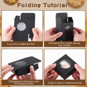 100 Pcs Soap Boxes Soap Wrappers Soap Packaging Candy Boxes Small Black Gift Box Small Cookie Boxes with Window 3x3x1 Gift Boxes for Homemade Soap Making Party Favor Packaging