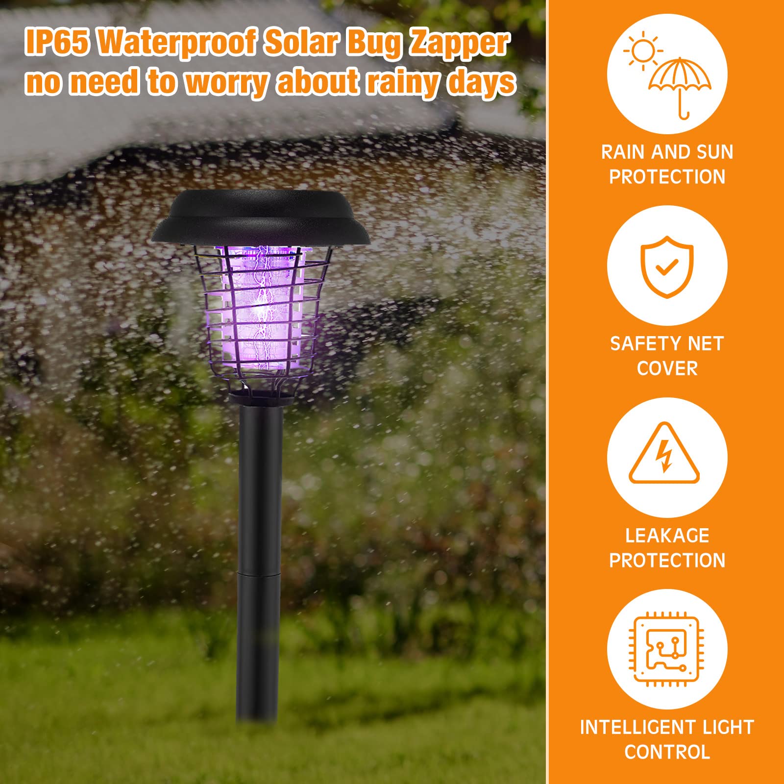 12 Pack Solar Bug Zapper LED Mosquito Killer Outdoor Waterproof Mosquito Zapper Fly Repellent 2 in 1 Mosquito and Insect Zapper Waterproof Solar Mosquito Killer Light for Indoor Outdoor Use