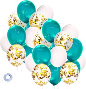 teal gold white balloons teal gold birthday party decorations women 30pcs balloons teal gold bridal shower decorations/turquoise gold wedding teal white balloons