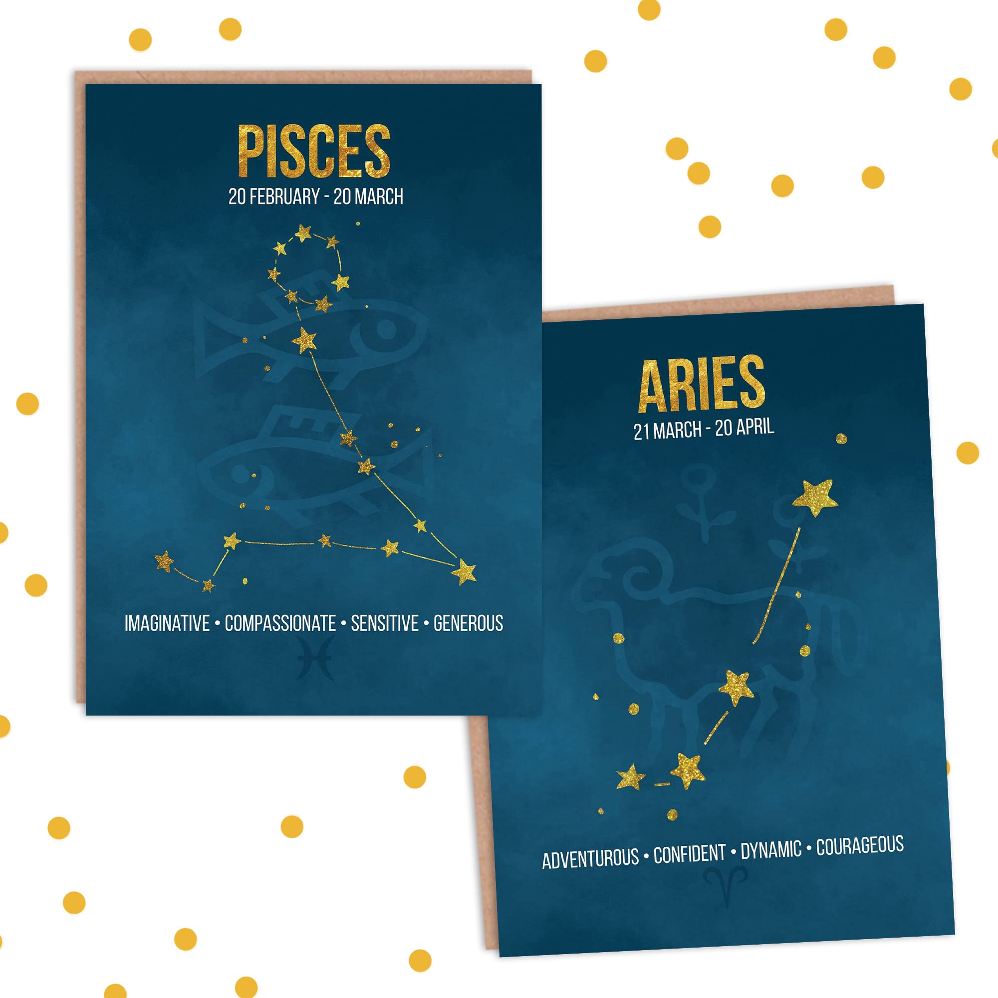 Wee Blue Coo Zodiac Birthday Cards Astrology Star Signs Constellation Blank Blue Greeting Cards With Envelopes Pack of 12