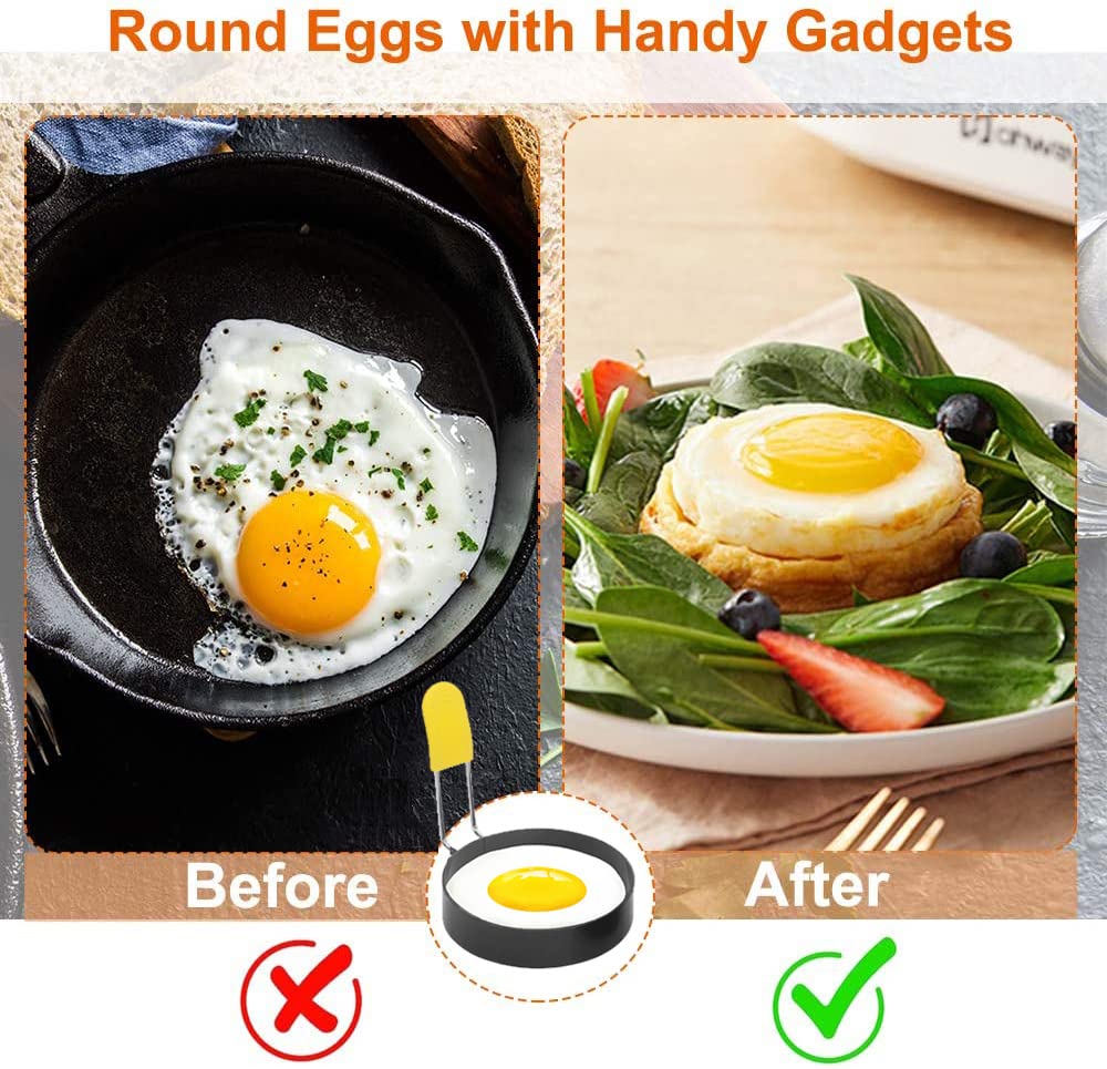 Egg Ring 2.9 inch, Egg Rings for Frying Eggs and Egg McMuffins, Egg Mold for Breakfast Sandwiches, Egg Rings for Griddle, Egg Circle Mold, Round Egg Shaper Mold, 2 Pack by YomiFamily