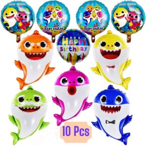 tuhi products shark party supplies for baby, helium baby shark party balloons, birthday decorations baby shower party supplies (10 pcs)