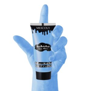 MEICOLY Light Blue Face Body Paint,2.37Oz Large Tube Washable Sky Blue Body Paint for Adult and Kids,Pale Blue Face Paint Sadness for Halloween Corpse Bride Avatar Smurf Sally Christmas Cosplay Makeup