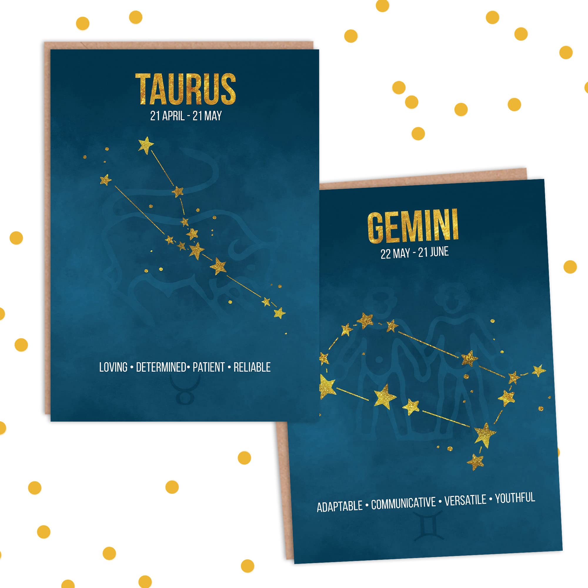 Wee Blue Coo Zodiac Birthday Cards Astrology Star Signs Constellation Blank Blue Greeting Cards With Envelopes Pack of 12