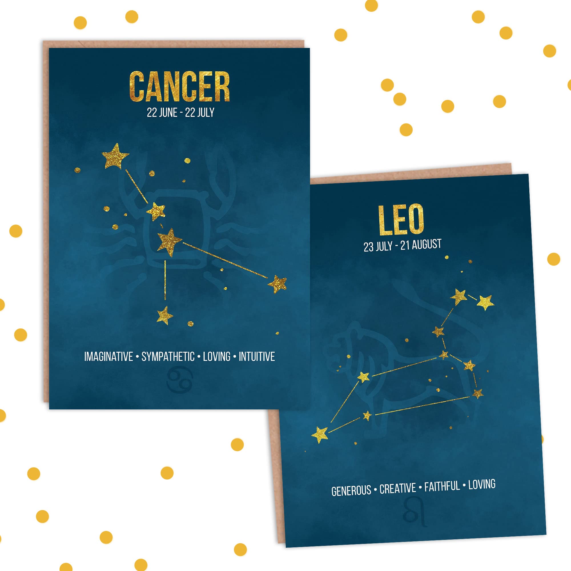 Wee Blue Coo Zodiac Birthday Cards Astrology Star Signs Constellation Blank Blue Greeting Cards With Envelopes Pack of 12