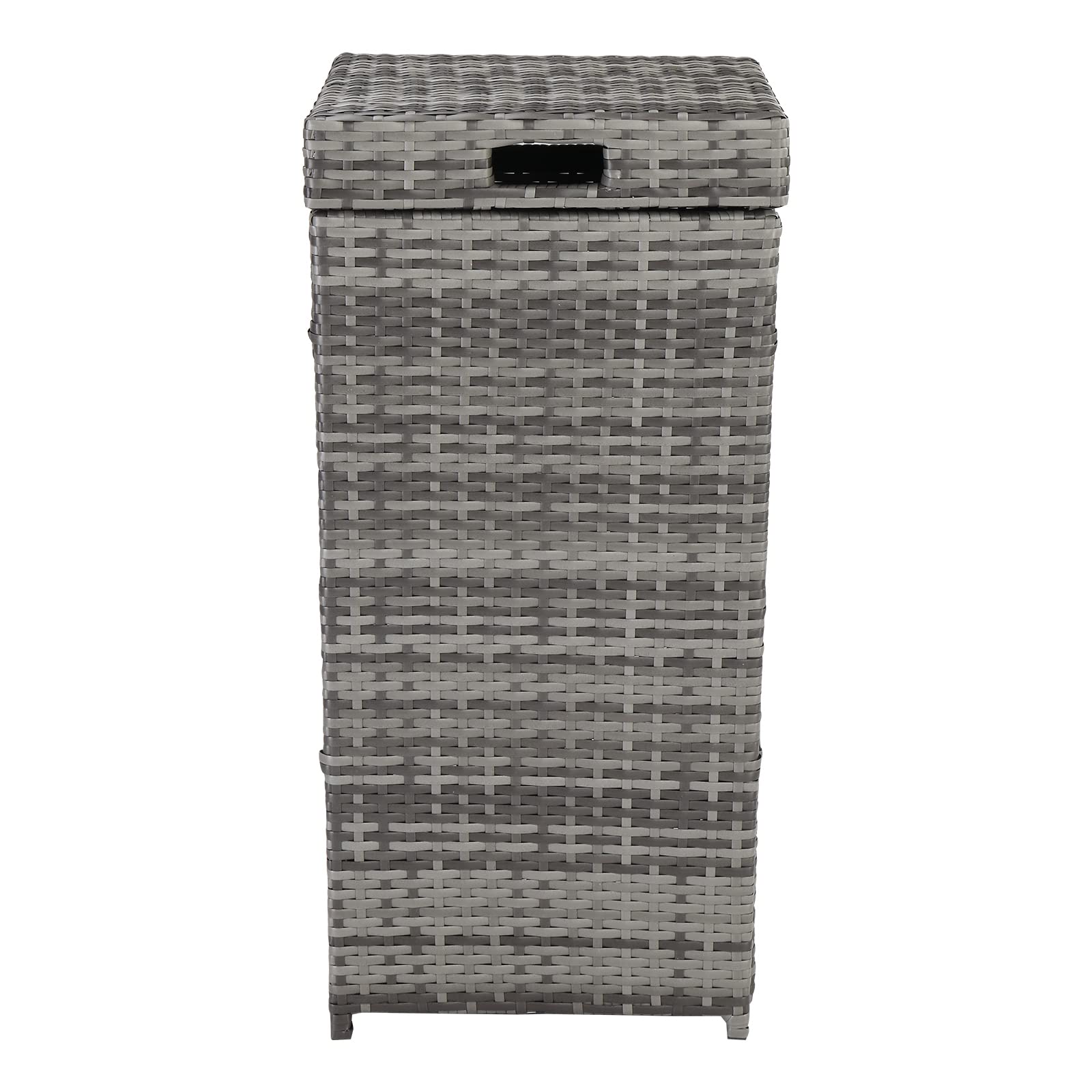 Henf 24-Gallon Outdoor Rattan Trash Can Wicker Waste Basket with Lid, Corner Wastebasket Trash Bin w/Sturdy Metal Frame for Poolside Backyard Patio Kitchen