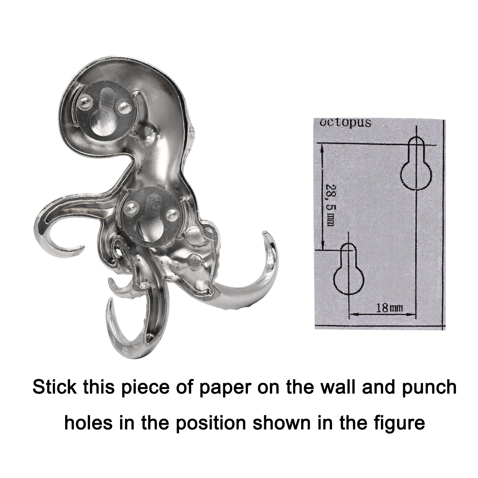 ALIWINER Silver Octopus Metal Hooks Hanging Wall Mounted Decorative Hook,Towel Hooks Decorative Octopus Hook Ocean Theme Wall Decor 2Pcs