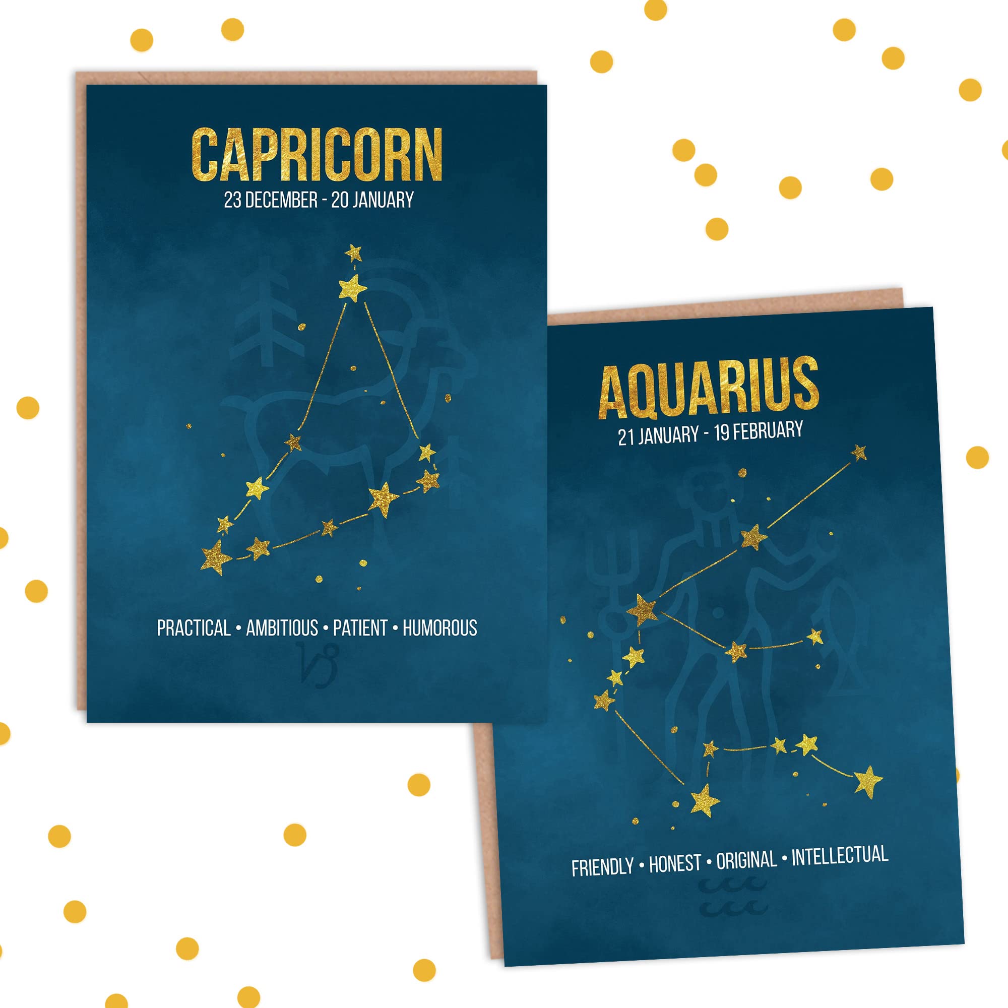 Wee Blue Coo Zodiac Birthday Cards Astrology Star Signs Constellation Blank Blue Greeting Cards With Envelopes Pack of 12