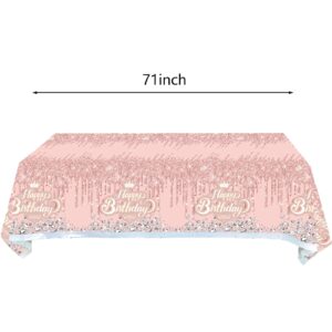 Hqyybf 2Pack Pink Rose Gold Table Cover Decorations, Pink Rose Gold Party Tablecloth Glitter Diamond Table Cover, Pink Rose Gold Birthday Party Supplies for Girls Women Wedding Party,(71 x 42in)