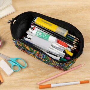 ZIPIT Lenny Pencil Case | Large Capacity Pencil Pouch | Pencil Bag for School, College and Office (Colorful)