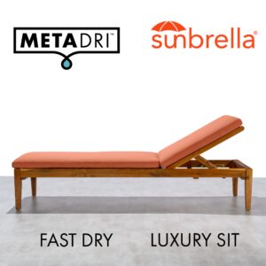 METADRI Chaise Lounge Outdoor Cushion, 23" W x 75" L x 2.5" H, Cast Coral