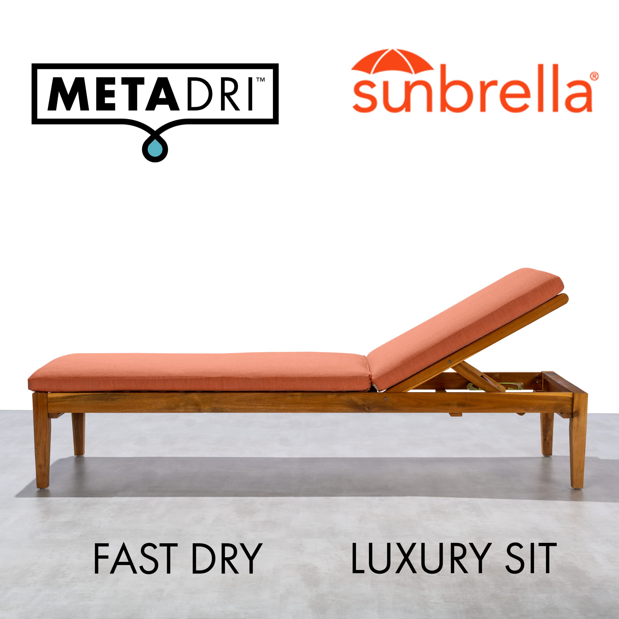 METADRI Chaise Lounge Outdoor Cushion, 23" W x 75" L x 2.5" H, Cast Coral