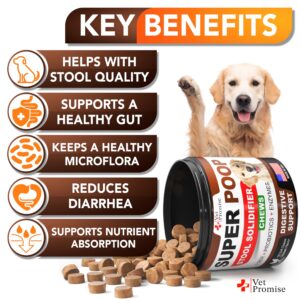 Super Poop Probiotics for Dogs - Dog Stool Softener - Fiber for Dogs Supplement - 6 Probiotics and Digestive Enzymes - Healthy Gut - Perfect for Firm Stool & Diarrhea Relief - 120 Chews