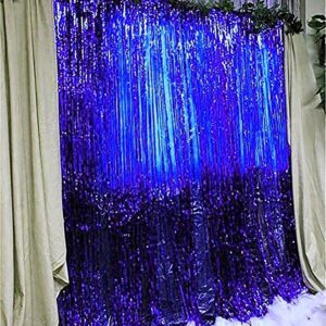 Graduation Party Decorations Navy Blue Yellow 2024/Navy Yellow Blue Graduation Decorations Class of 2024 Foil Fringe Curtains Graduation Backdrop Metallic Foil Curtains for Navy Blue Birthday Party