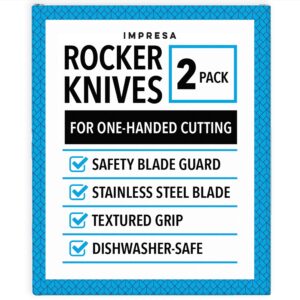 IMPRESA [2 Pack Rocker Knife for One H&ed Cutting - Extra Sharp Rocker Knife for Disabled - One H&ed Adaptive Equipment w/H&le Safety Ledge - Kitchen Utensils for H&icapped - One H&ed Gadgets