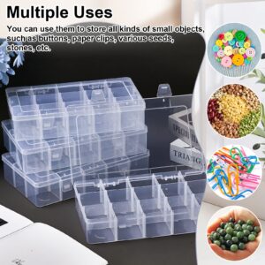 15 Large Grids Storage Container 11 x 6.7 x 2.2in Plastic Washi Tape Organizer Clear Craft Box with Removable Divider Clear Compartment Jewelry Box Organizer for Beads Crafts Fishing Tackles(7 Pcs)