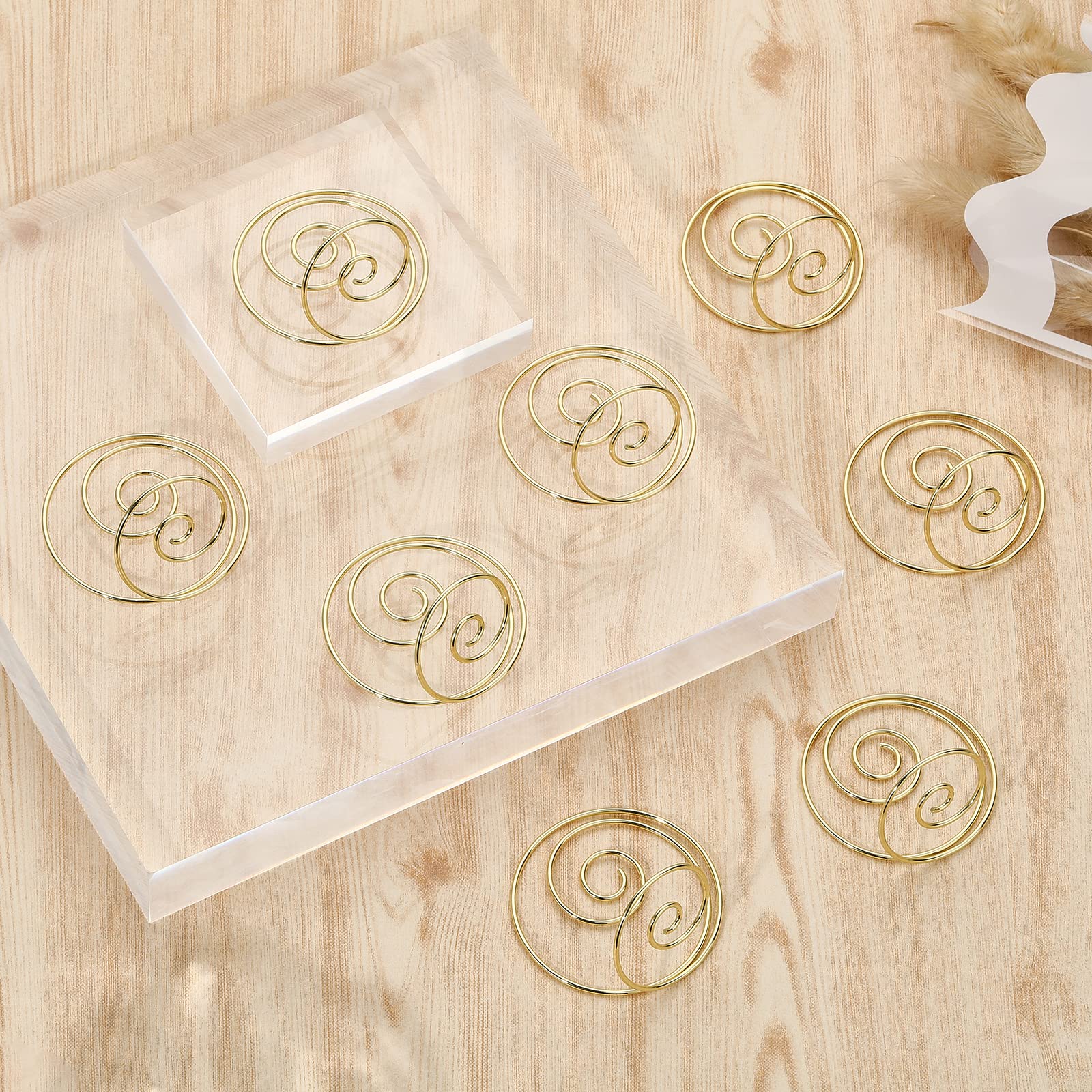 CHGCRAFT 12Pcs Spiral Place Card Holders Table Number Holders Spiral Metal Name Card Holder Stands for Photos Food Signs Memo Wedding Party Restaurants, Light Gold