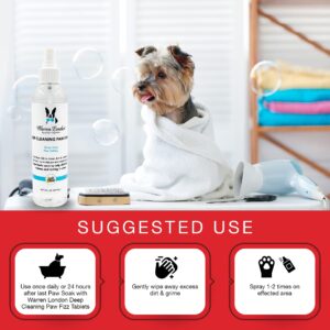 Warren London Deep Cleaning Paw Soak | Soothing Itchy Paw Relief for Dogs with Seaweed, Tea Tree Oil, & Aloe Vera | Anti Licking for Dogs Paws | 5 Minute Paw Spa Service at Home | Tablets & Spray