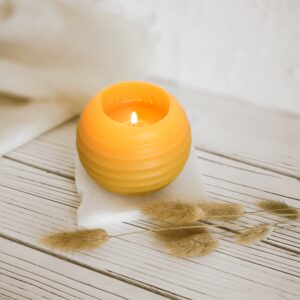 Home & Hive 100% Pure Beeswax Candle | 45 Hour Burn Time | Natural Beeswax with Cotton Wick | Round Candle