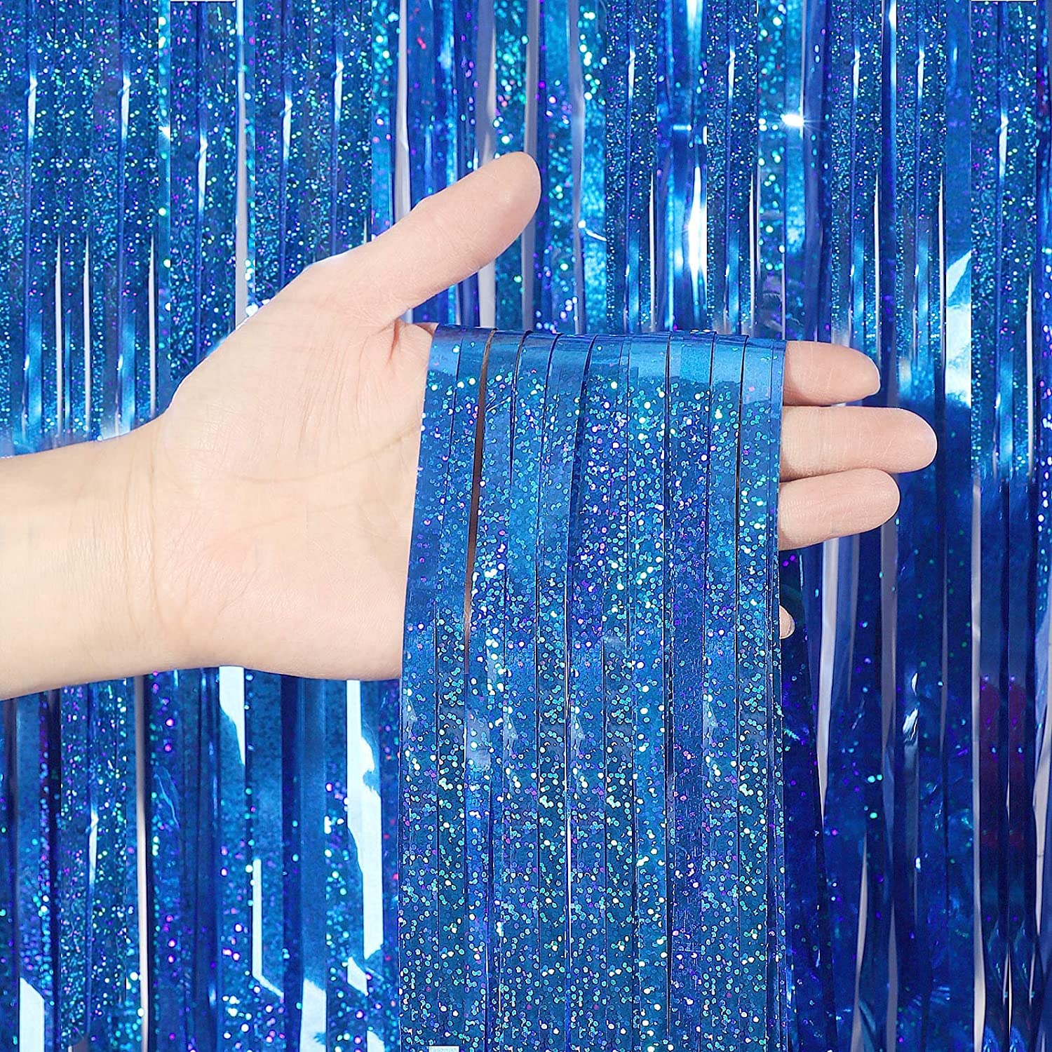 Graduation Party Decorations Navy Blue Yellow 2024/Navy Yellow Blue Graduation Decorations Class of 2024 Foil Fringe Curtains Graduation Backdrop Metallic Foil Curtains for Navy Blue Birthday Party