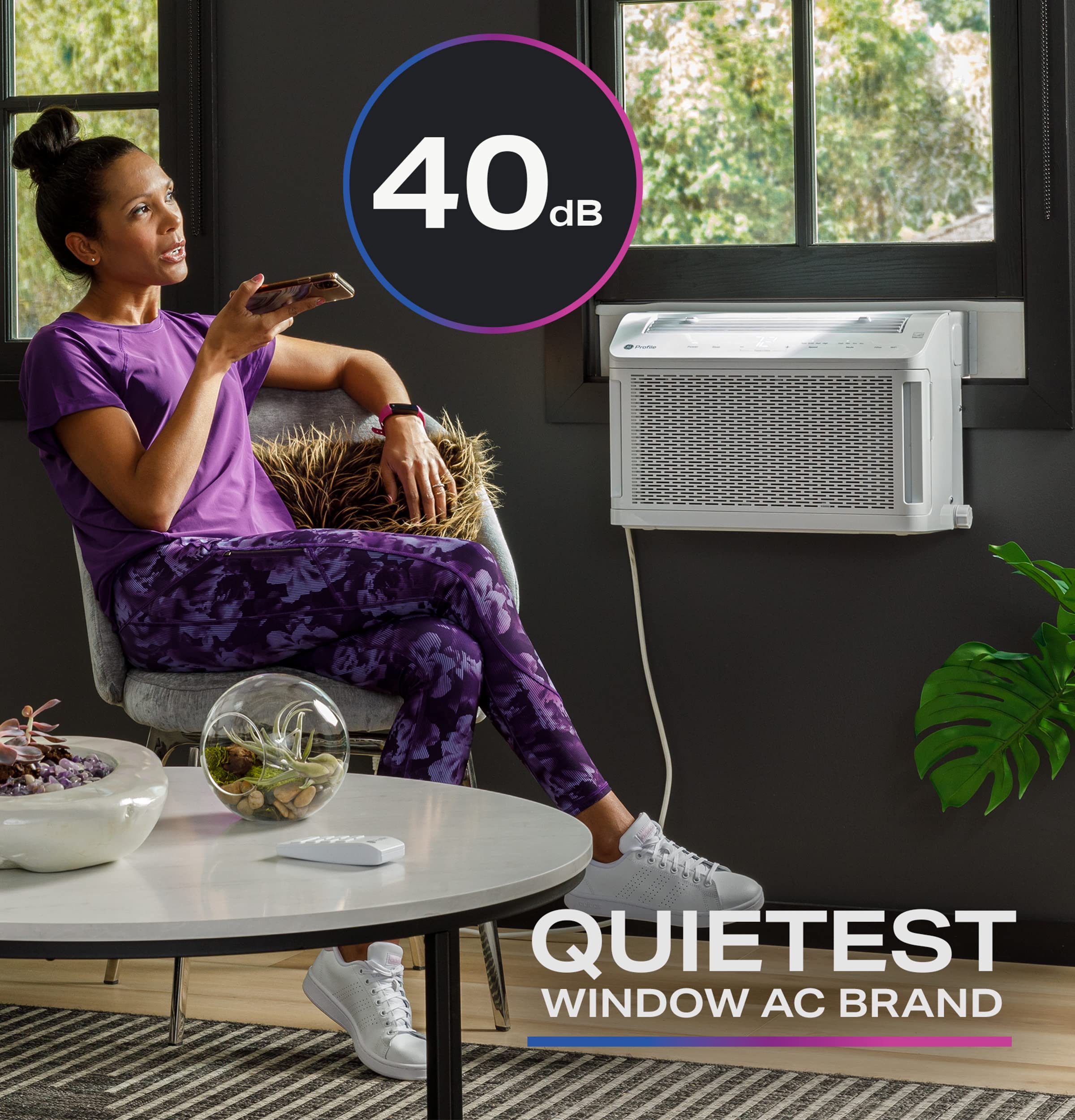 GE Profile ClearView Inverter Window Air Conditioner Unit, 10,300 BTU, U-Shaped Adjustable Depth, Energy Efficient Cooling up to 450 sq ft., Ultra Quiet, SMART Home Capable, Includes Remote, White