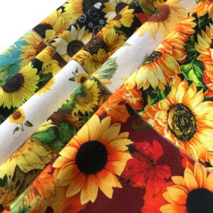 Mililanyo 10Pcs 25 x 25cm Sunflower Cotton Fabric Patchwork Printed Patterns Quilting Fabric Sewing Patchwork Precut Fabric for DIY Artcraft