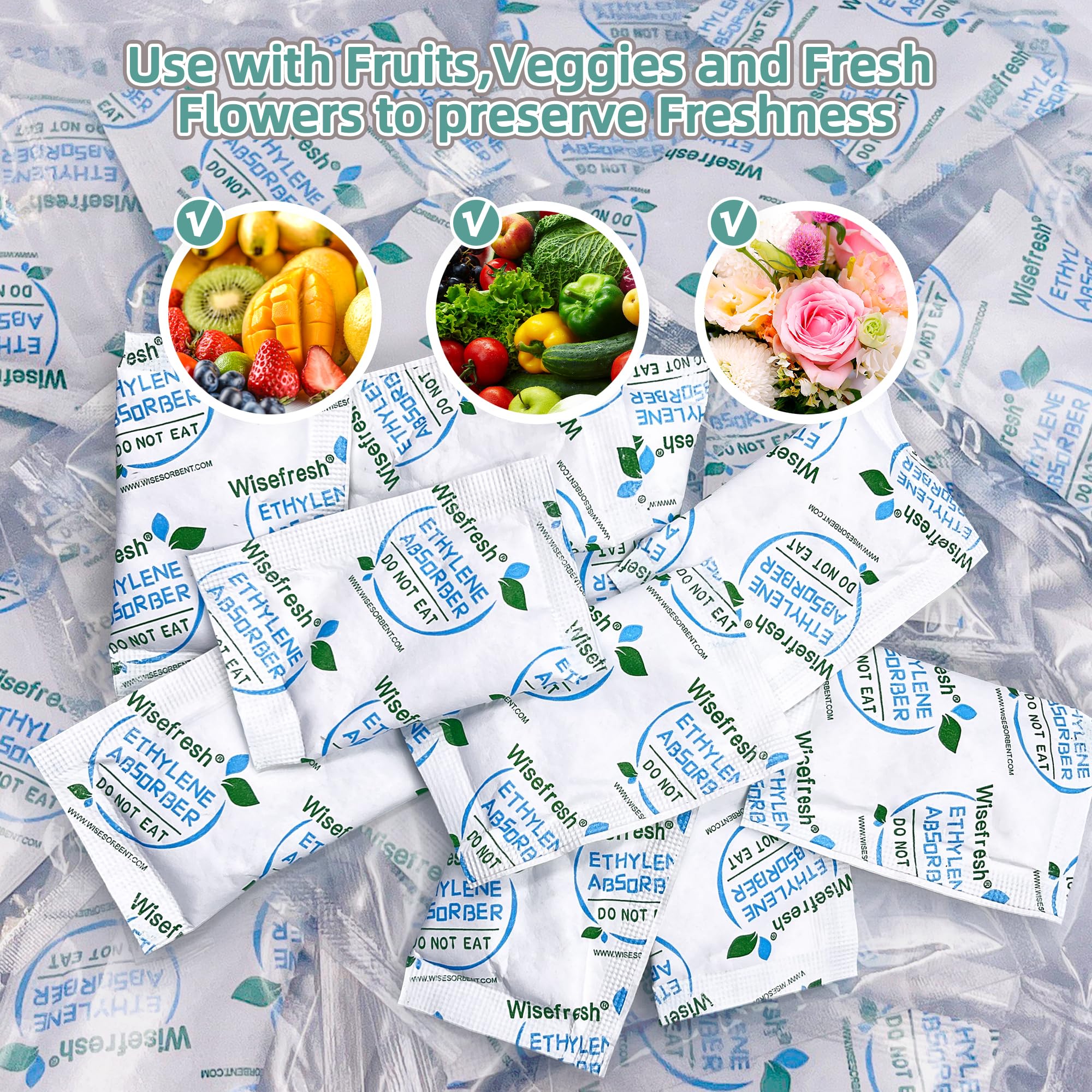 WiseFresh 30 Packs 5 Gram Ethylene Gas Absorber Packet, Vegetable & Fruit Fresh Produce Protector, Food Freshness Extender, Fresh Fruit Preserver, Vegetable Saver